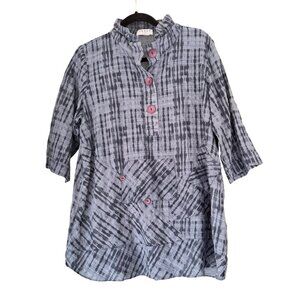 Terra SJ Apparel Blue Cotton Tunic Top Womens Medium
